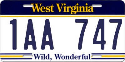 WV license plate 1AA747