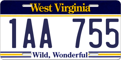 WV license plate 1AA755