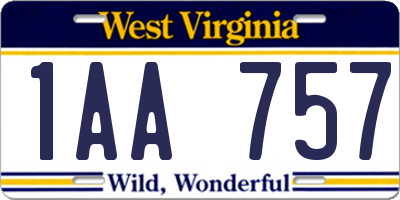 WV license plate 1AA757