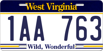 WV license plate 1AA763