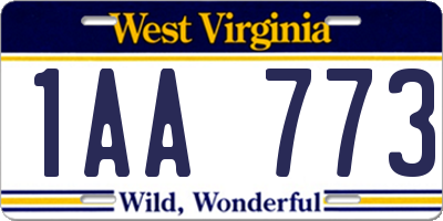 WV license plate 1AA773
