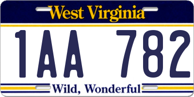 WV license plate 1AA782