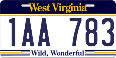 WV license plate 1AA783