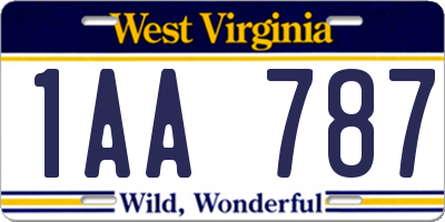 WV license plate 1AA787