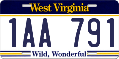 WV license plate 1AA791