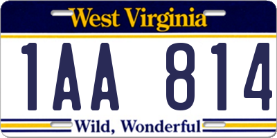 WV license plate 1AA814
