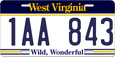 WV license plate 1AA843