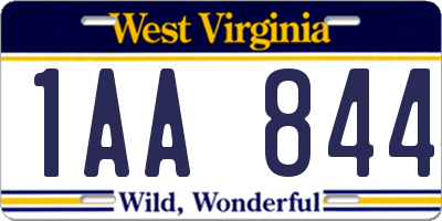 WV license plate 1AA844