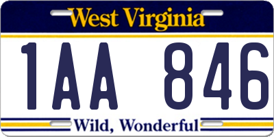 WV license plate 1AA846