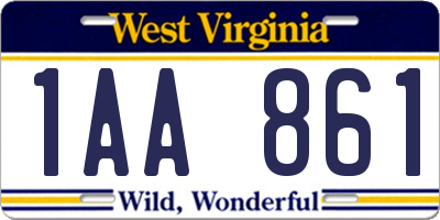 WV license plate 1AA861