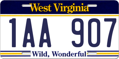 WV license plate 1AA907