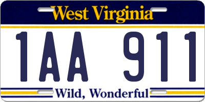 WV license plate 1AA911
