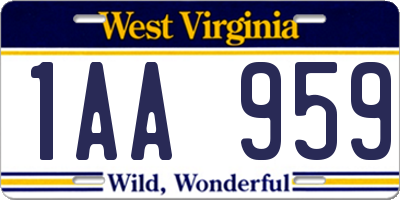 WV license plate 1AA959