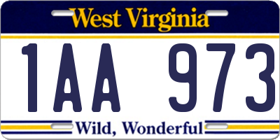 WV license plate 1AA973
