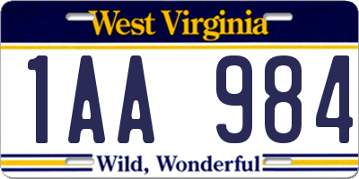 WV license plate 1AA984
