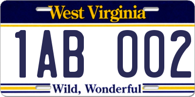 WV license plate 1AB002