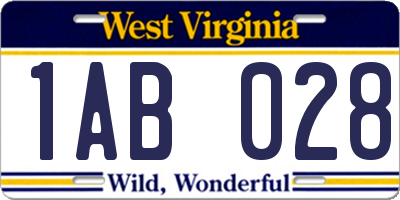 WV license plate 1AB028