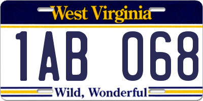 WV license plate 1AB068