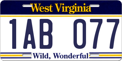 WV license plate 1AB077
