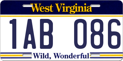 WV license plate 1AB086