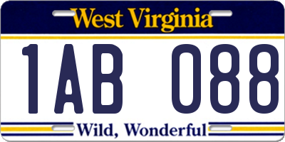 WV license plate 1AB088