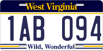 WV license plate 1AB094
