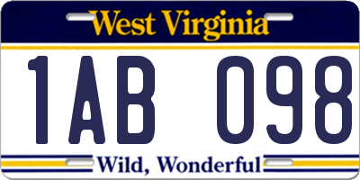 WV license plate 1AB098