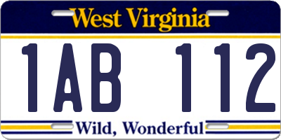WV license plate 1AB112