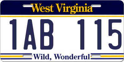 WV license plate 1AB115