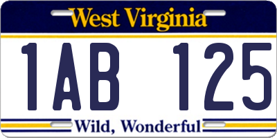 WV license plate 1AB125