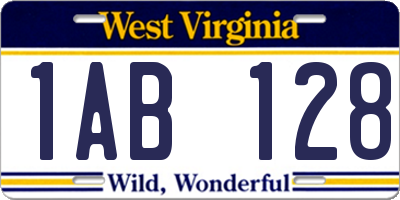 WV license plate 1AB128