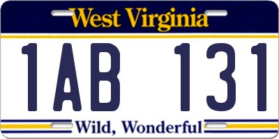 WV license plate 1AB131
