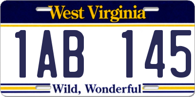 WV license plate 1AB145