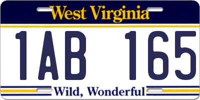 WV license plate 1AB165