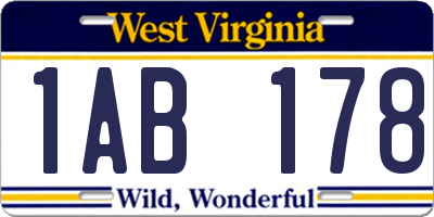 WV license plate 1AB178