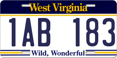 WV license plate 1AB183
