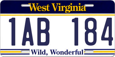 WV license plate 1AB184