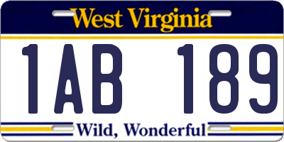 WV license plate 1AB189