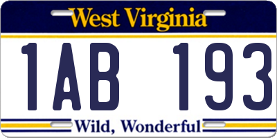 WV license plate 1AB193
