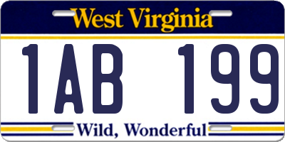 WV license plate 1AB199
