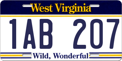 WV license plate 1AB207