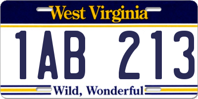 WV license plate 1AB213