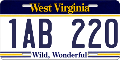 WV license plate 1AB220