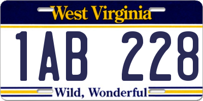 WV license plate 1AB228