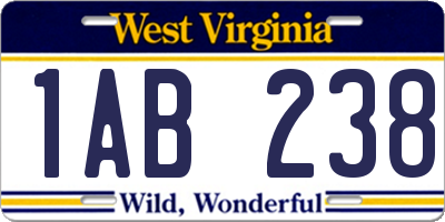 WV license plate 1AB238