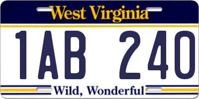 WV license plate 1AB240