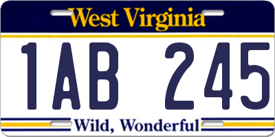 WV license plate 1AB245