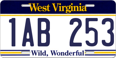 WV license plate 1AB253