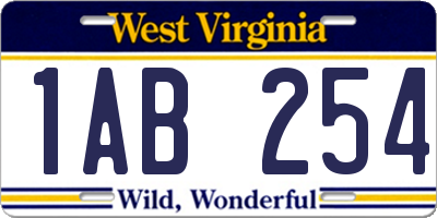 WV license plate 1AB254