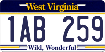 WV license plate 1AB259